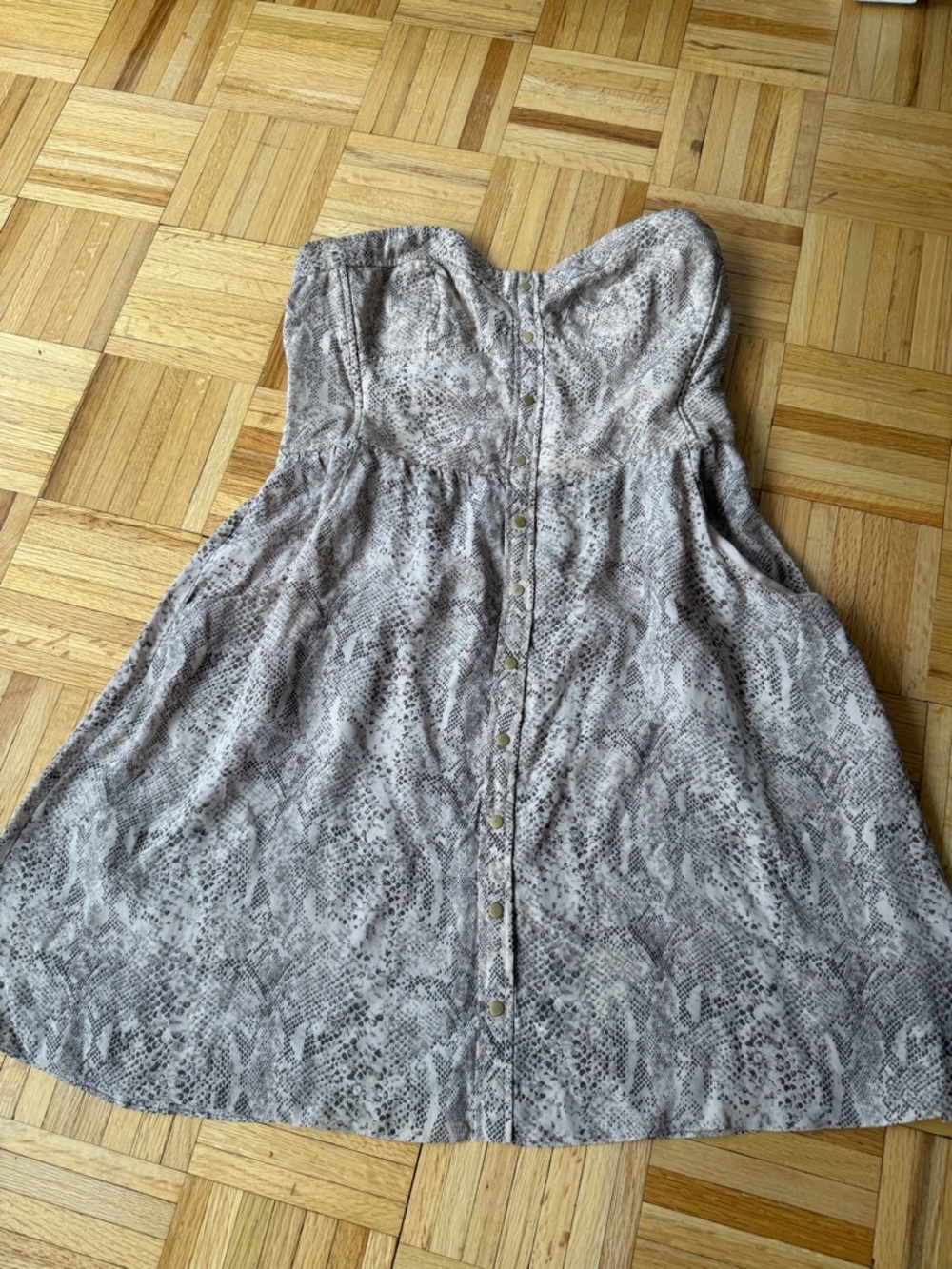 Rebecca Taylor Strapless Snake-Print Dress in Pink/Grey Size 12